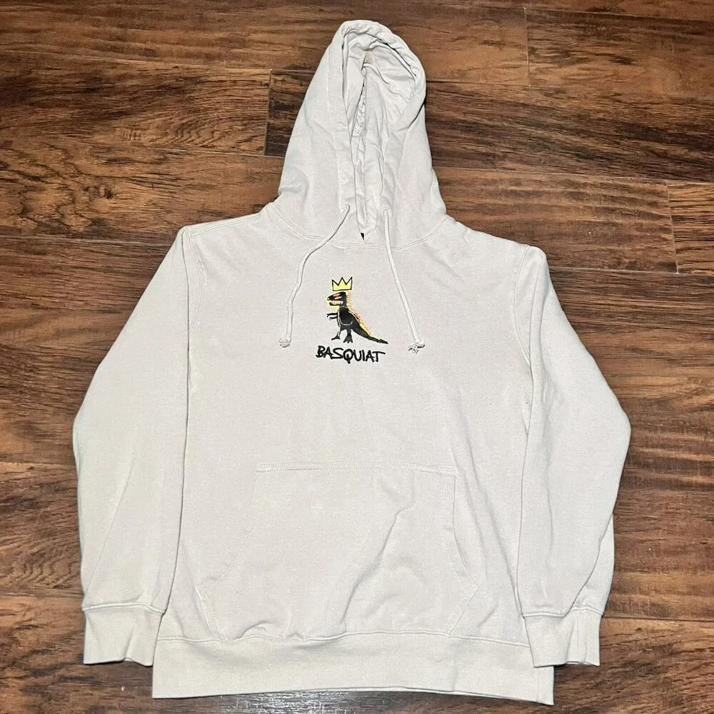 Jean-Michel Basquiat Long Sleeve Hoodie Dinosaur T-Rex Men’s Size Medium - Picture 1 of 8